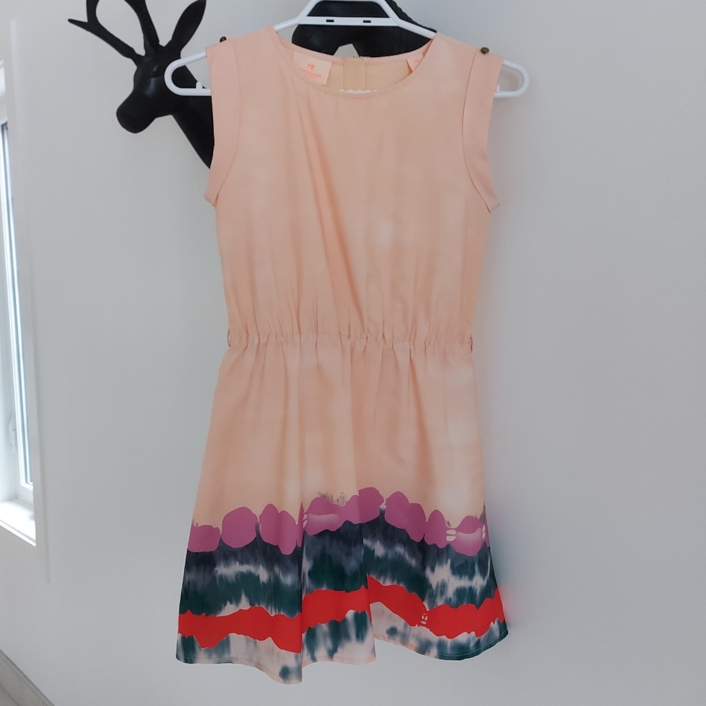 Scotch & Soda Peach Dress with Pink, Navy & Red Accents